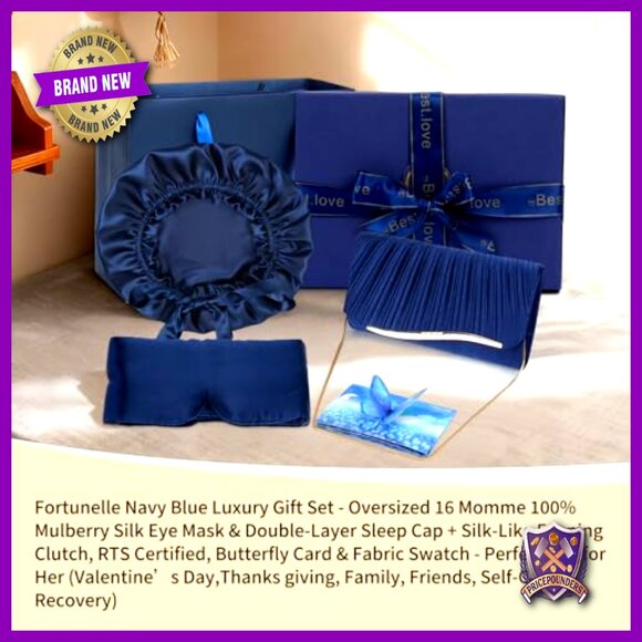 Silk Sleep Set with Bonnet Eye Mask and Clutch Gift Box main image 6